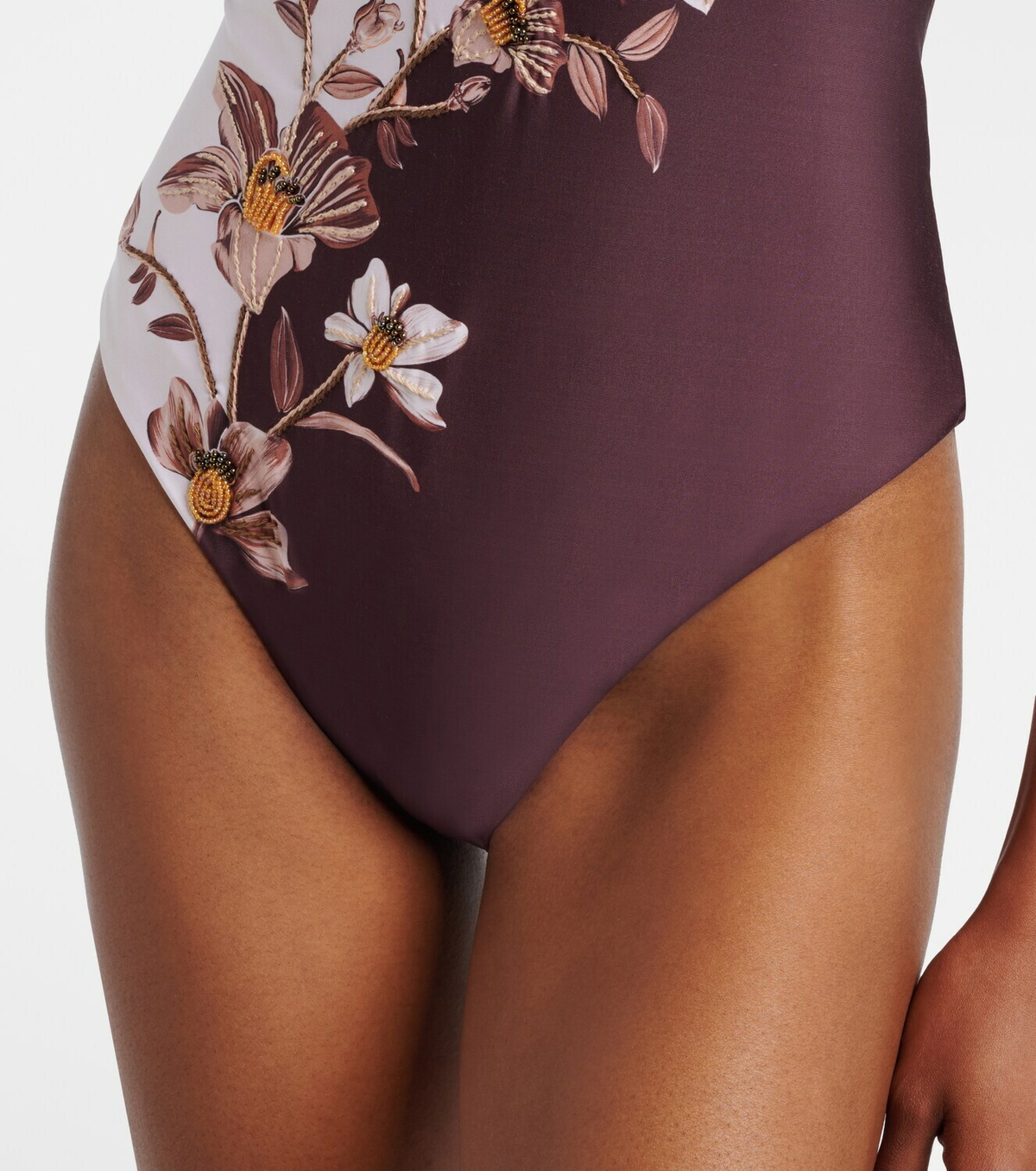 Agua by Agua Bendita Durazno embellished floral swimsuit
