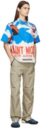 MSGM White & Blue Graphic Short Sleeve Shirt