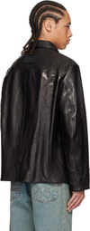 Marine Serre Black Monogram Embossed Boxy Leather Jacket