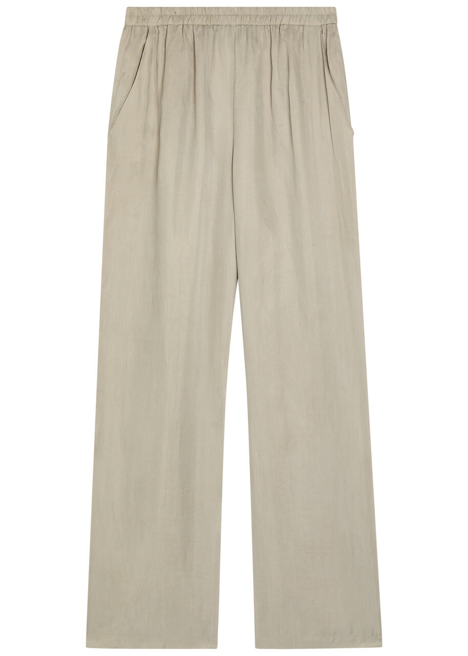 Emporio Armani Striped Loose Straight-leg Trousers Grey