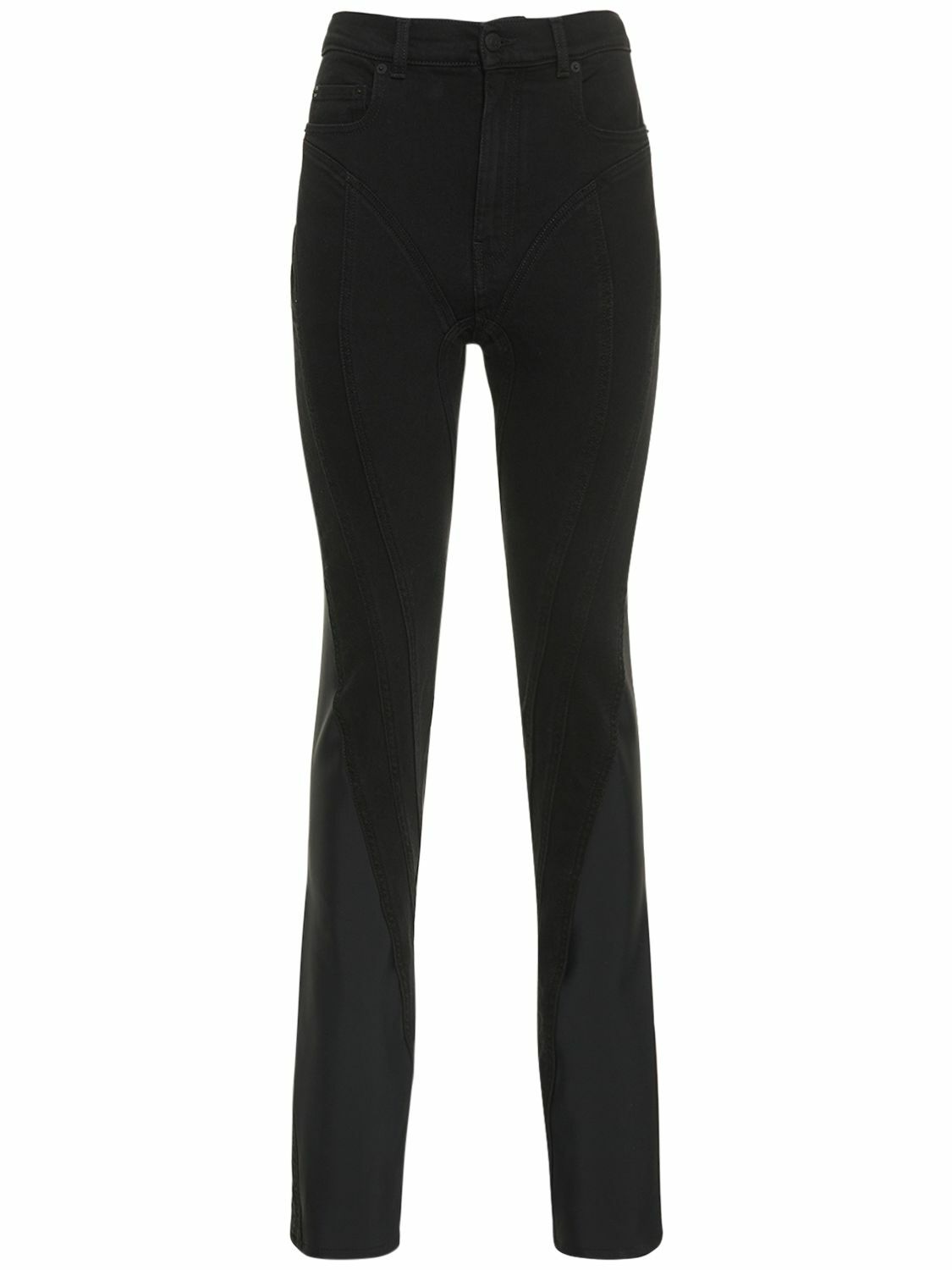 MUGLER - Contrast Denim & Jersey Skinny Jeans Mugler