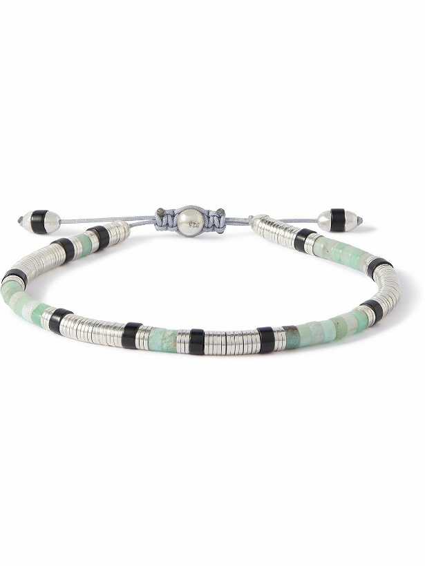 Photo: M. Cohen - Sonoran Sterling Silver, Chrysoprase and Cord Bracelet - Blue