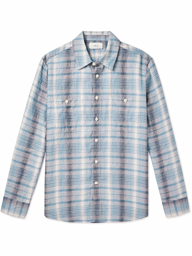 Photo: Mr P. - Checked Linen Shirt - Blue