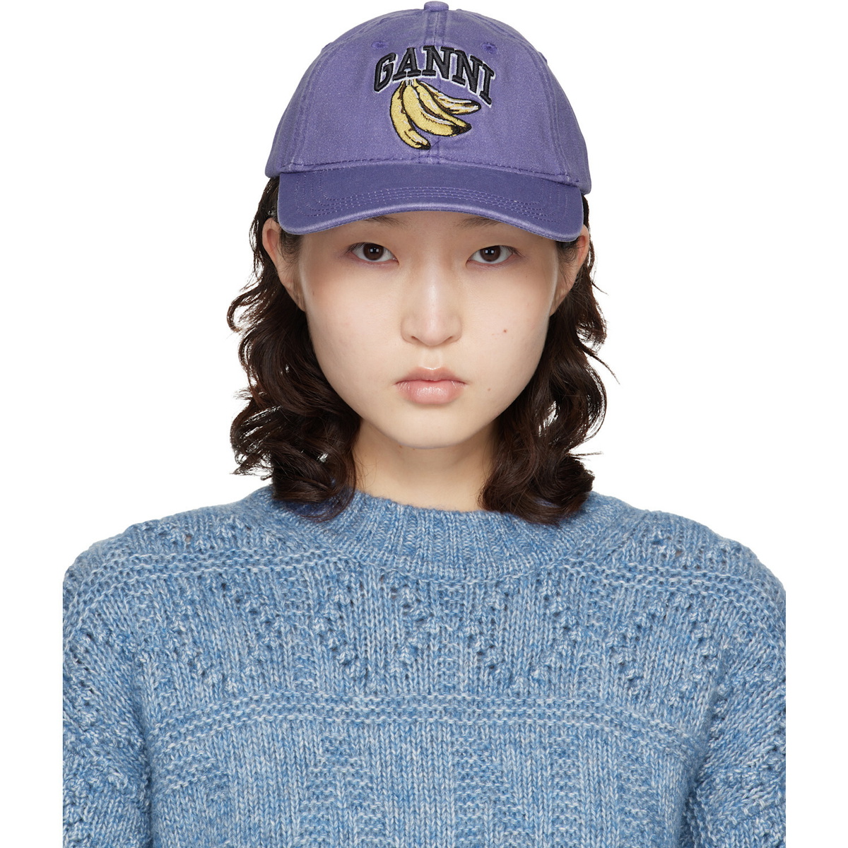 GANNI Purple Washed Canvas Cap