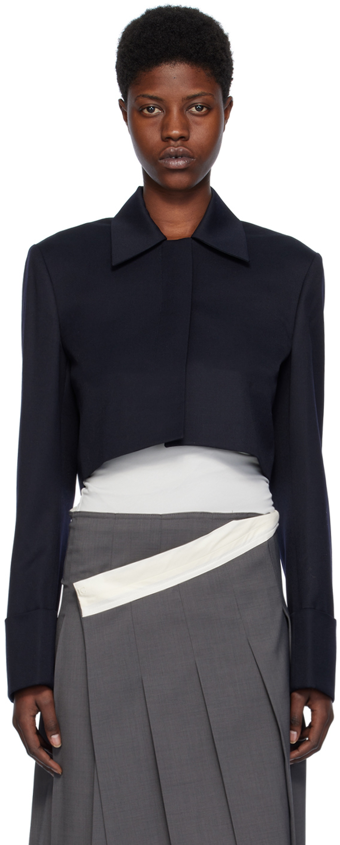LOW CLASSIC Navy Cropped Jacket Low Classic