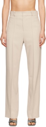 Yuzefi Beige Classic Wide Leg Trousers