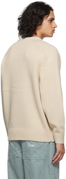 Dime Beige Letterman Knit Sweater