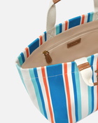 Pinko Medium Shopper Bag In Striped Canvas Orange/Light Blue Antique Gold