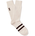 Les Girls Les Boys - Logo-Embroidered Striped Cotton-Blend Socks - White
