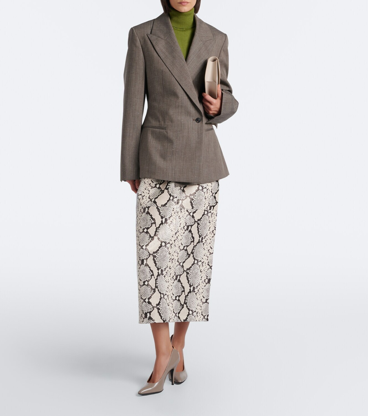 Róhe Snake-effect leather midi skirt