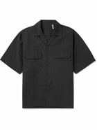 Kaptain Sunshine - Convertible-Collar Linen and Silk-Blend Shirt - Black