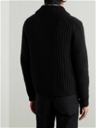 TOM FORD - Shawl-Collar Ribbed Wool and Cashmere-Blend Cardigan - Black