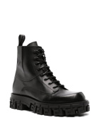 VERSACE - Leather Lace-up Ankle Boots