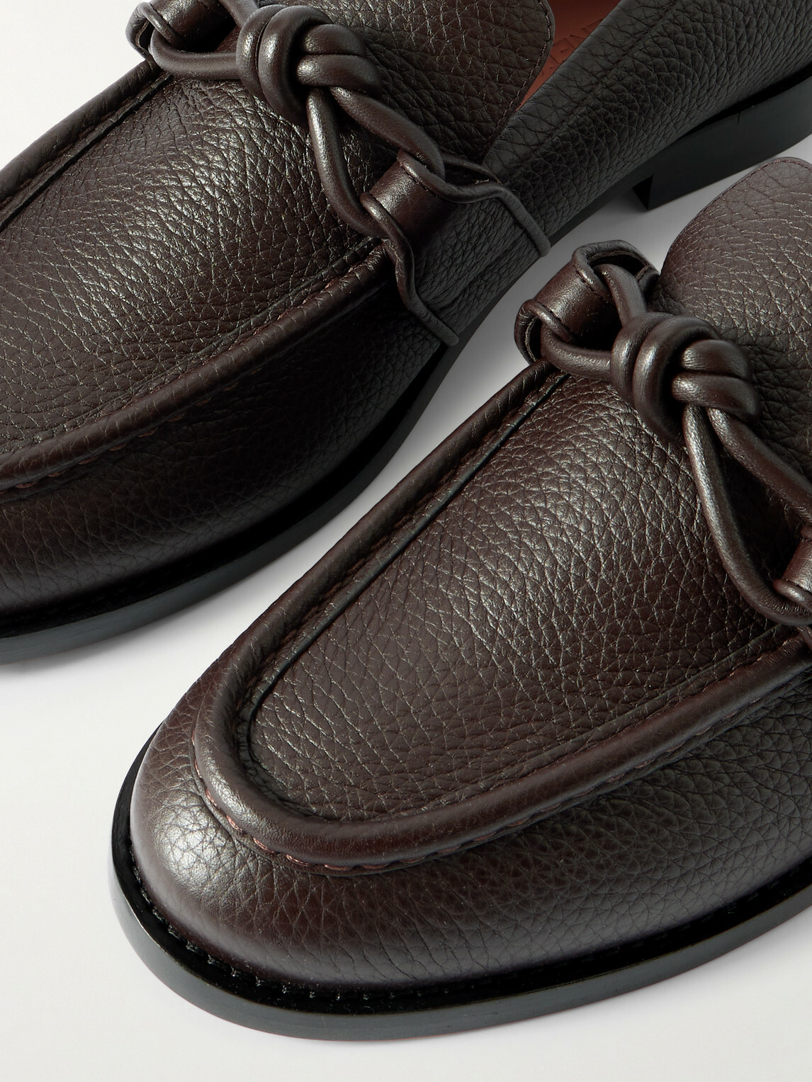 Bottega Veneta - Astaire Knot-Detailed Full-Grain Leather Loafers - Brown
