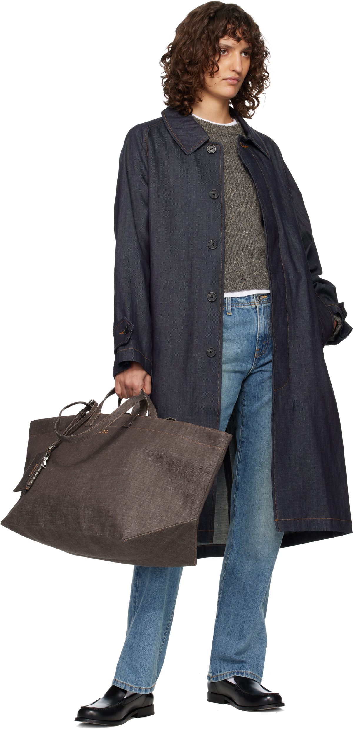 A.P.C. Brown 'Le Drummer' Toile Tote