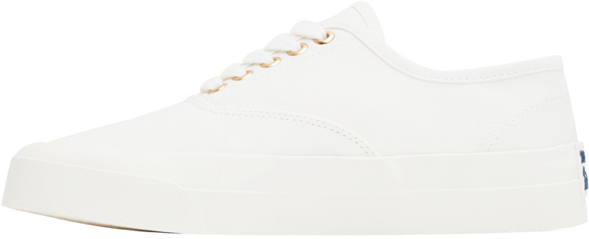 Maison Kitsuné White Canvas Laced Low-Top Sneakers