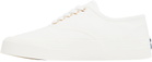Maison Kitsuné White Canvas Laced Low-Top Sneakers