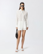 Pinko Printed Transparent Silk Blend Voile Shirt Bright White
