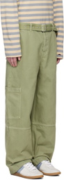 Maison Kitsuné Green Belted Utility Denim Cargo Pants