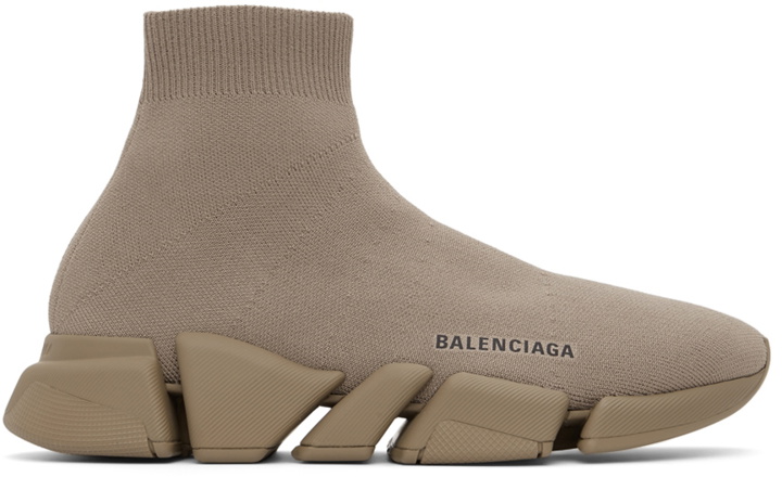 Photo: Balenciaga Taupe Speed 2.0 Sneakers