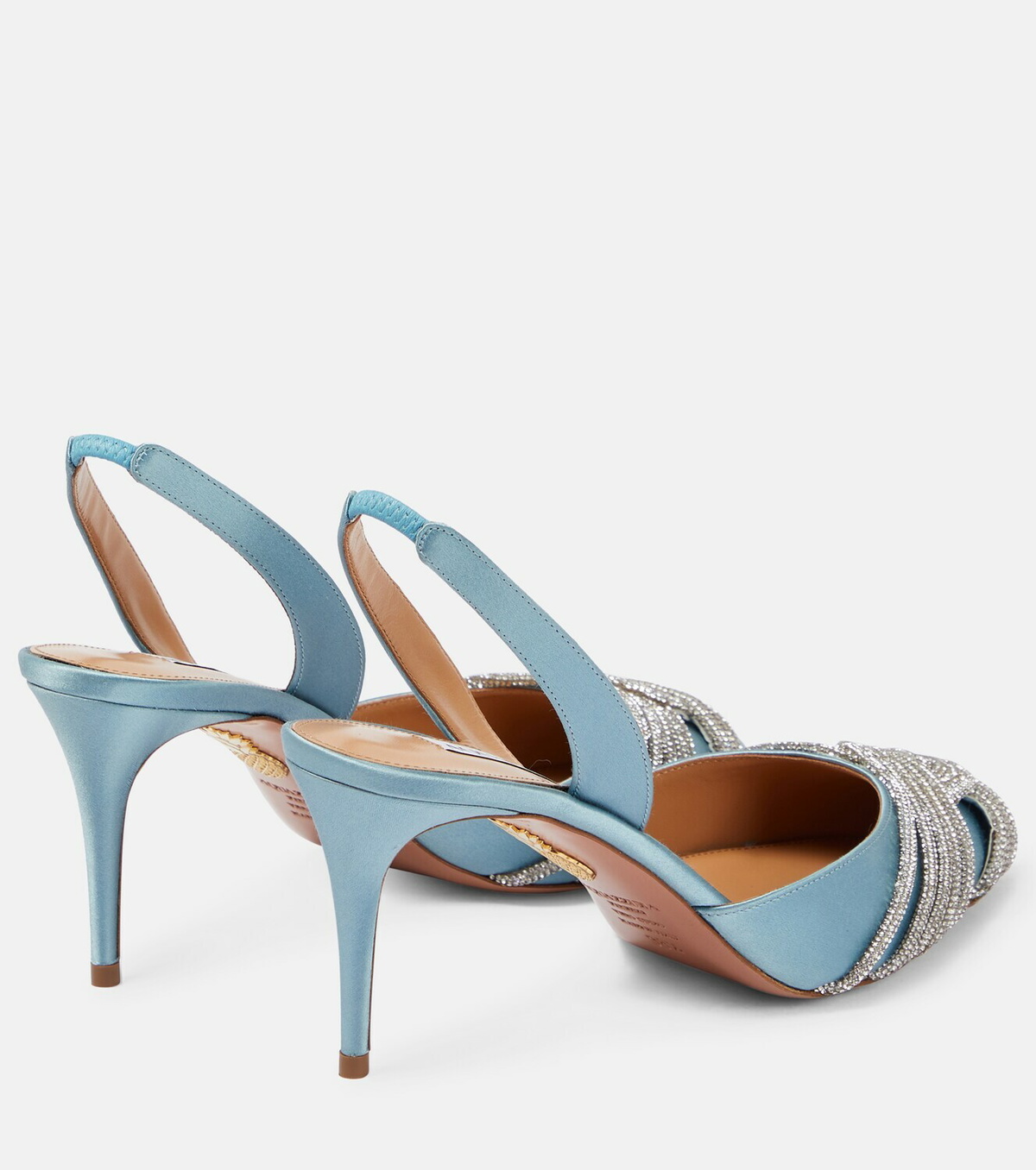 Aquazzura Gatsby Sling 75 embellished satin pumps Aquazzura