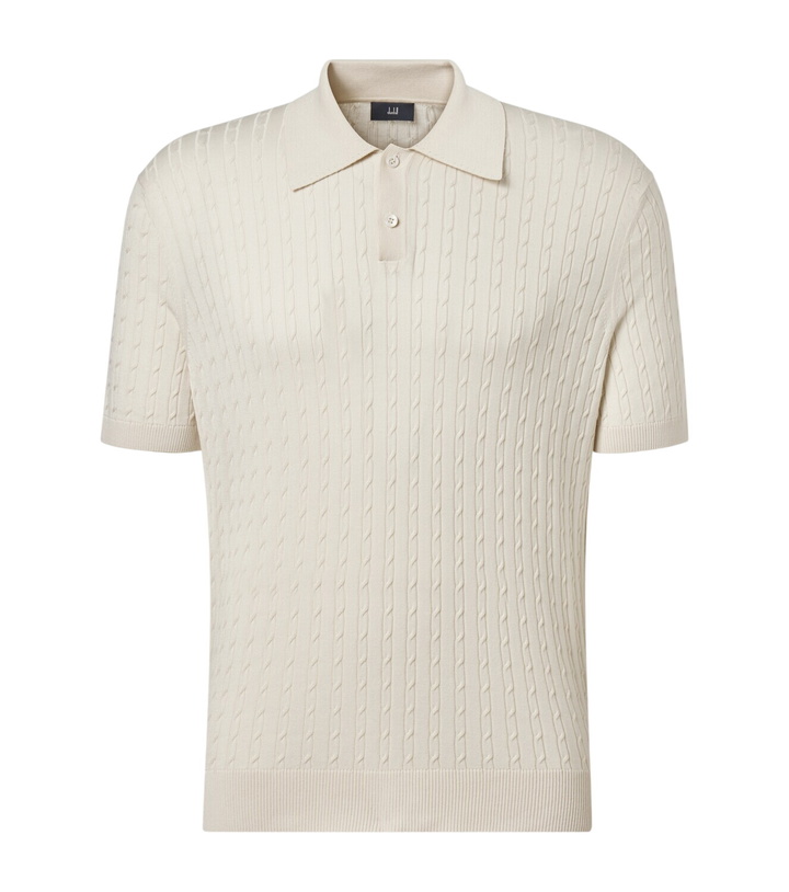 Photo: Dunhill Cable-knit cotton and silk polo shirt