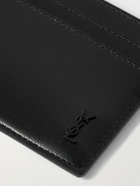 SAINT LAURENT - Tiny Cassandre Logo-Appliquéd Leather Cardholder