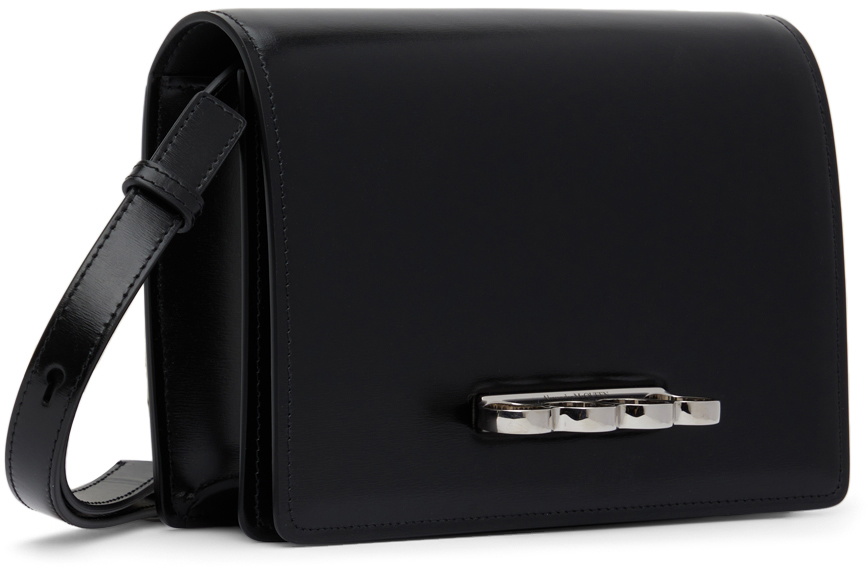 Four Ring Leather Messenger Bag in Black - Alexander Mc Queen