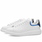 Alexander McQueen Men's Heel Tab Wedge Sole Sneakers in White/Silver