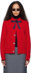 AO Yes Red Ribbon Tie Cardigan