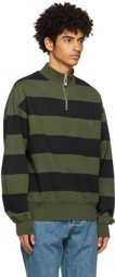Han Kjobenhavn Green & Black Striped Half-Zip Sweatshirt