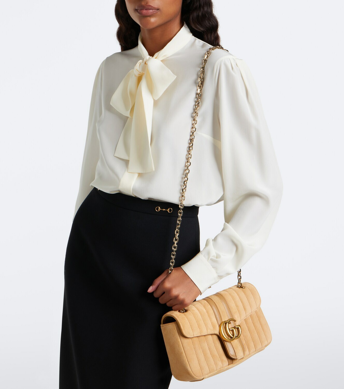 Gucci Jetset GG Marmont Medium suede shoulder bag