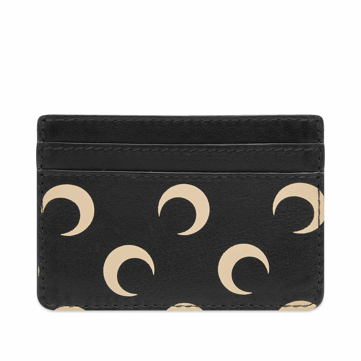 【MARINE SERRE】 MOONOGRAM EMBOSSED LEATHER CARD HOLDER Marine Serre Black Embossed Leather Card Holder Marine Serre