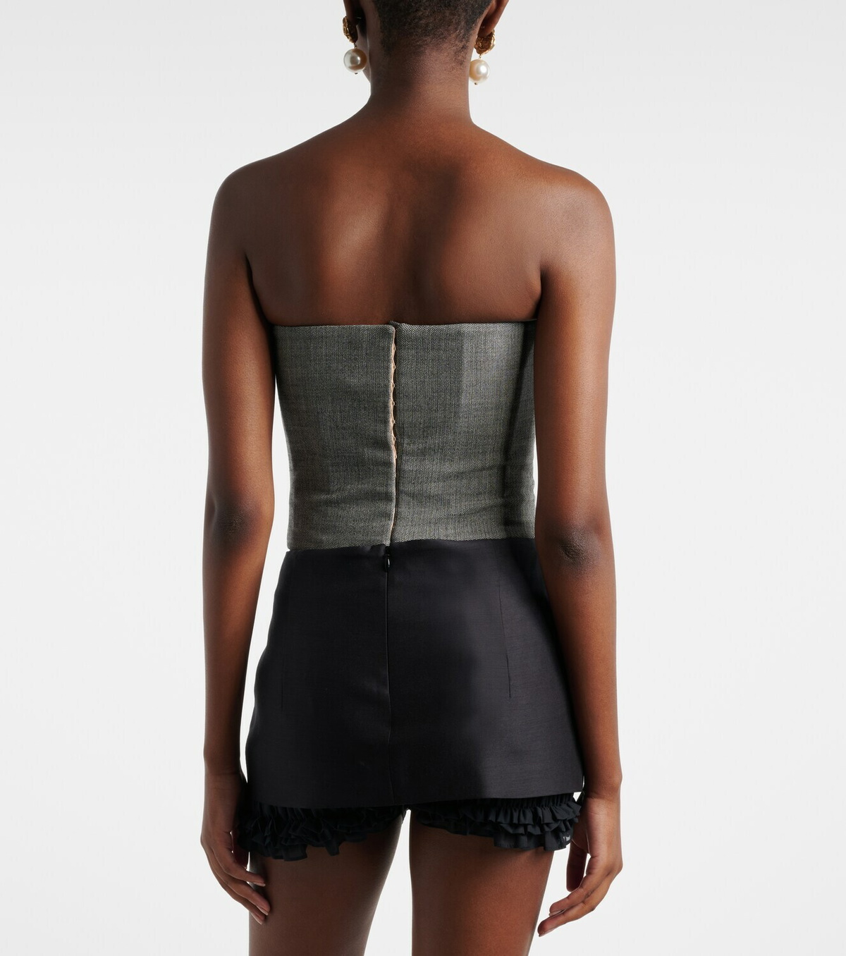 Magda Butrym Herringbone wool-blend bustier top