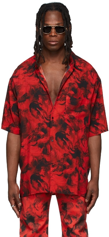 Photo: LU'U DAN SSENSE Exclusive Red Rose Burst Short Sleeve Shirt