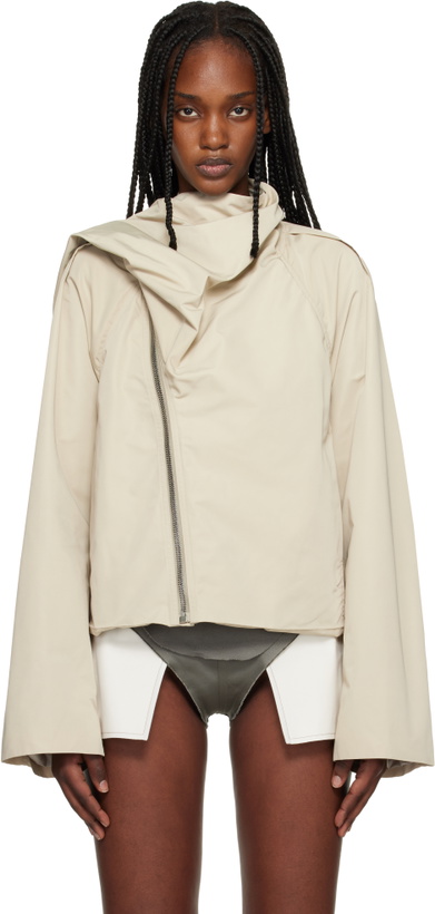 Photo: Rick Owens Beige Temple Cropped Scarf Flight Jacket