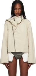 Rick Owens Beige Temple Cropped Scarf Flight Jacket