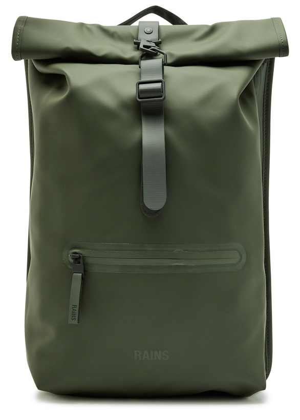 Photo: Rains Rolltop Waterproof Backpack - Green - One Size