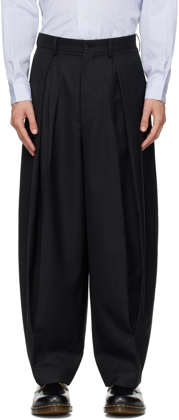 Comme des Garçons Homme Black Wool Pleated Trousers Comme des