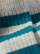 Thunders Love - Nautical Turn Striped Ribbed Cotton-Blend Socks