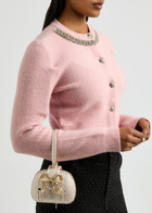 Self-portrait Bow Crystal-embellished Satin top Handle bag - Cream - One Size