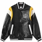 Tommy Jeans Men's RLX Leather Letterman Jacket in Black