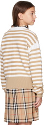 Burberry Kids Beige Striped Wool Cardigan