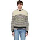 Saint Laurent Off-White and Black Stripes Crewneck Sweater