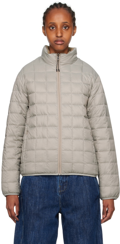 Photo: TAION Gray & Beige Quilted Reversible Down Jacket