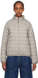 TAION Gray & Beige Quilted Reversible Down Jacket