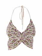 BLUMARINE - Butterfly Crystal Halter Crop Top