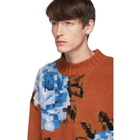 AMI Alexandre Mattiussi Orange Oversized Floral Crewneck Sweater