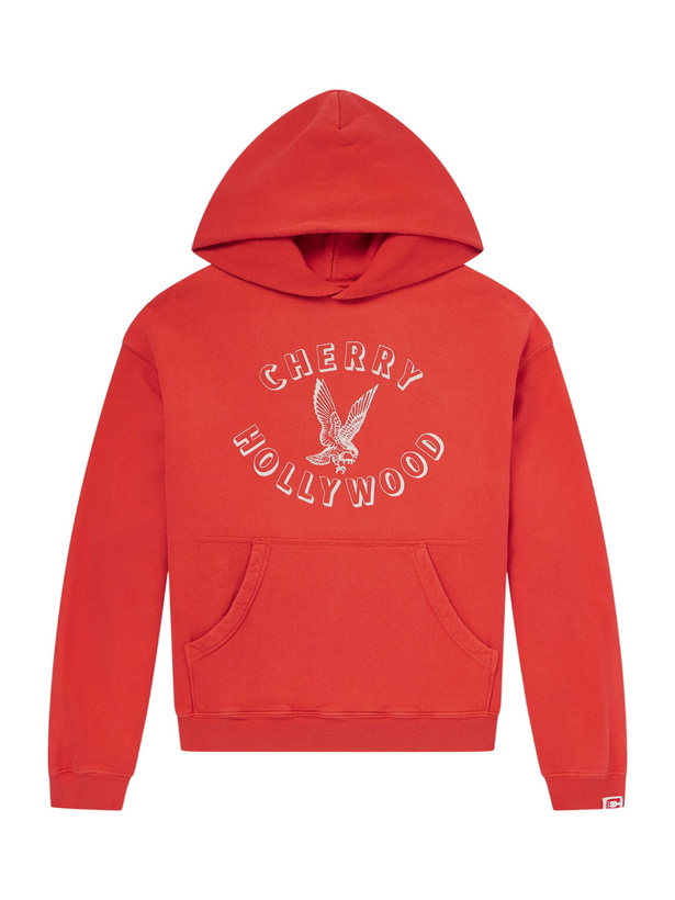 Photo: Cherry Los Angeles - Logo-Print Cotton-Jersey Hoodie - Red