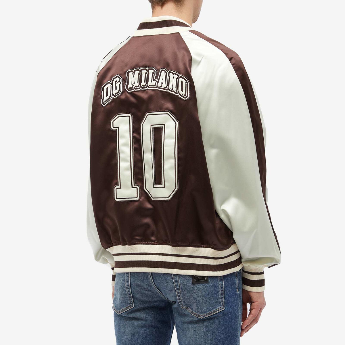 Dolce & Gabbana Men's Satin Varsity Jacket in Brown Dolce & Gabbana